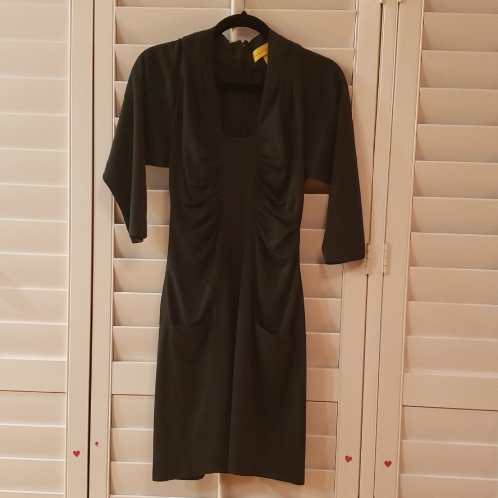 Catherine Malandrino gray ruched wool dress